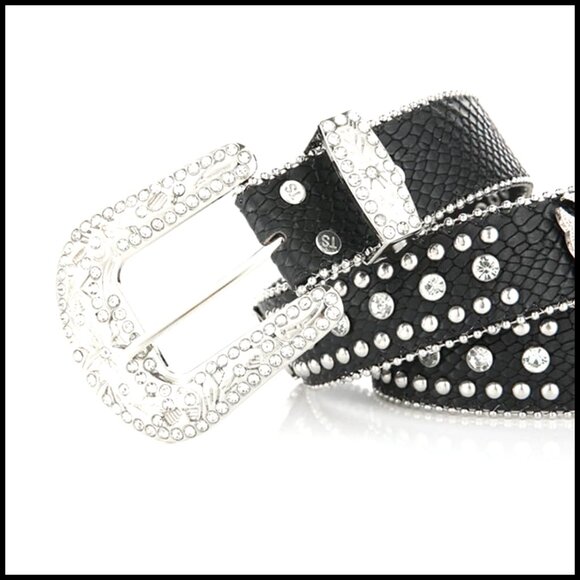 Rhinestone Cross Crystal Belt Detachable Buckle Y2K Punk Goth Western main image 5